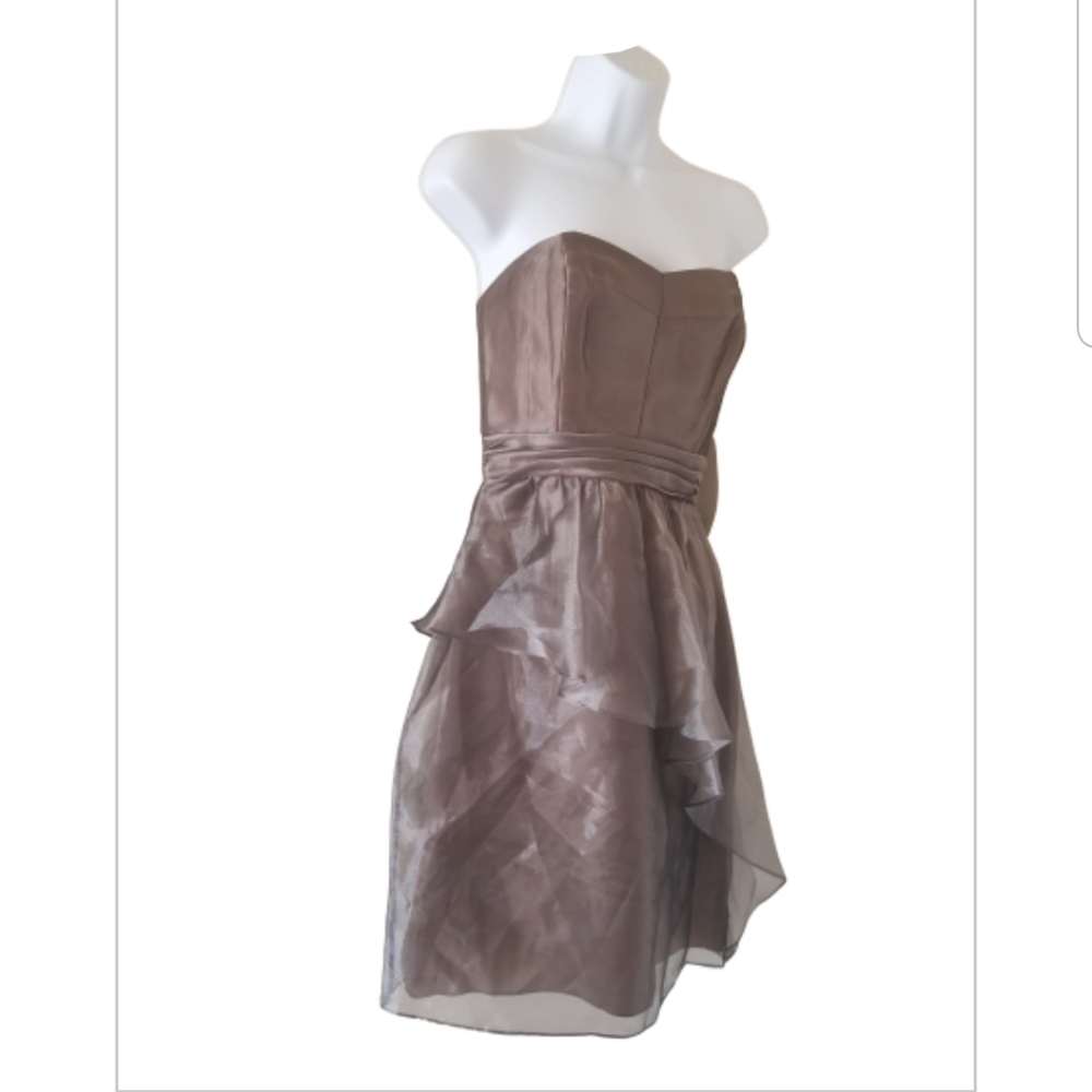 Nwt Badgley Mischka gold strapless dress, sz 6